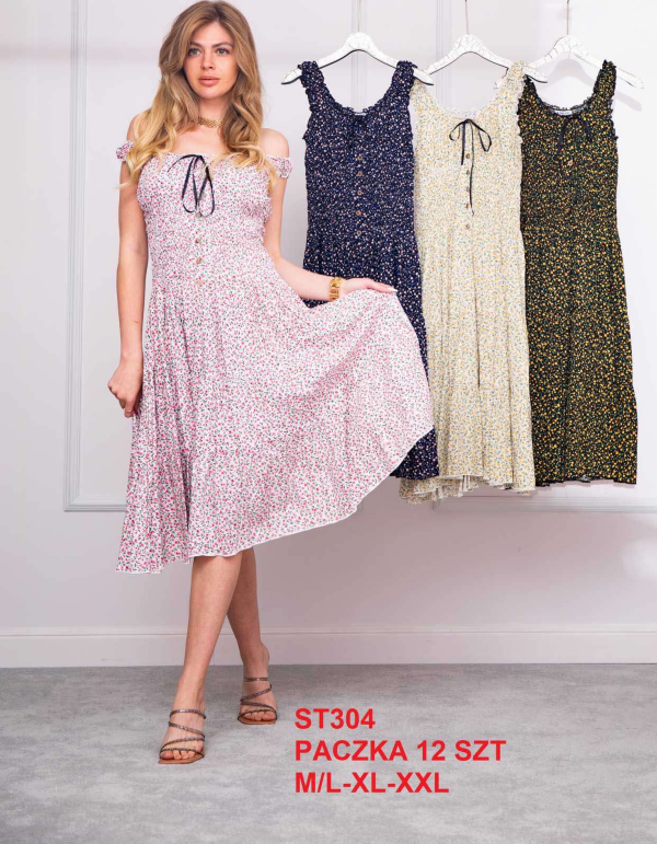 Sukienki damskie Roz M-2XL, Mix Kolor .Paczka 12 szt 1